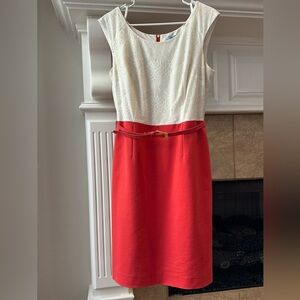 ANTONIO MELANI Cream and Red Midi Dress